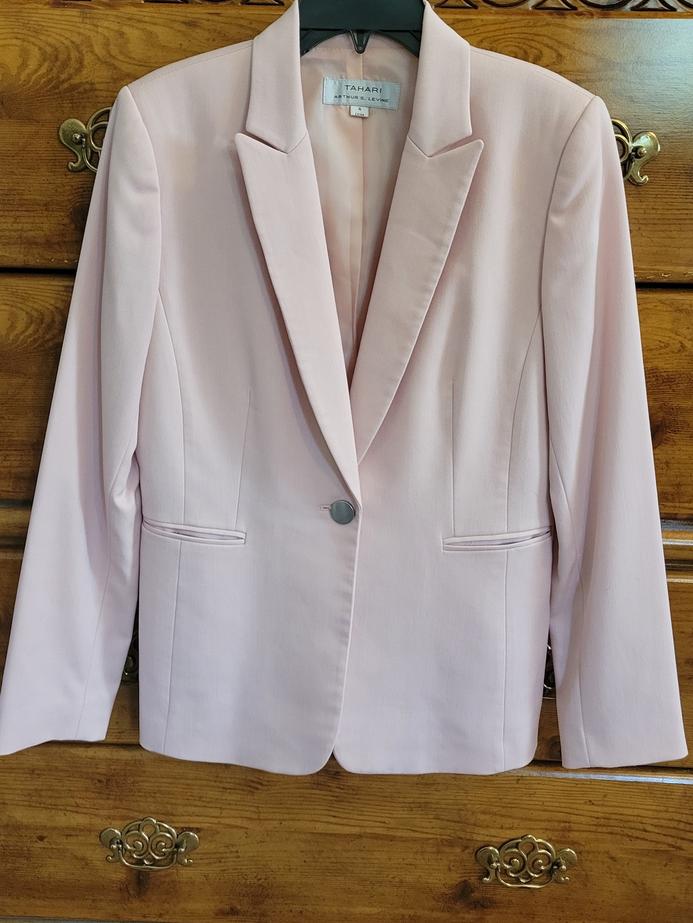 Tahari ASL Women's Blush Pink Single-Button Blazer